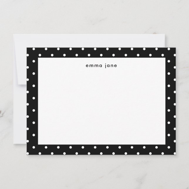 Carte De Correspondance Petits points Noir et Blanc Personnalisé (Devant)