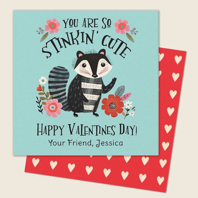 Carte De Correspondance Petits Valentines Jour Stinkin Cute Skunk (Stinkin Cute skunk valentine.  perfect for a kids classroom exhange. Personalize it today!)