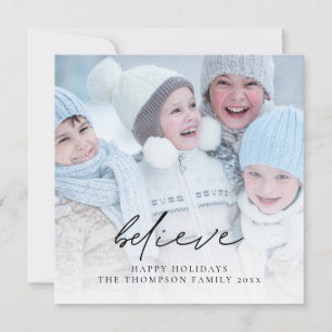 Carte De Correspondance Photo Believe Script Name Christmas Happy Holiday
