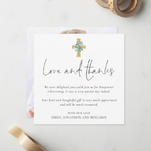 Carte De Correspondance Photo Cross Baptême Christening Love Thanks