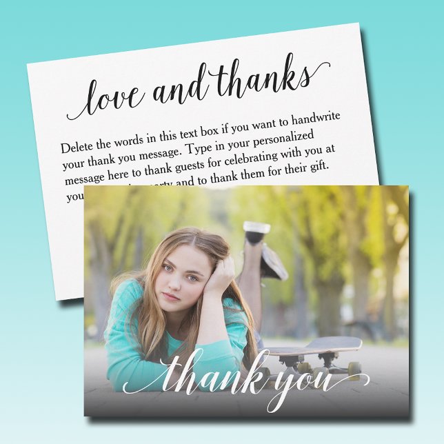 Carte De Correspondance Photo de graduation Thank You Flat (Photo graduation thank you flat note cards with your message on the back)
