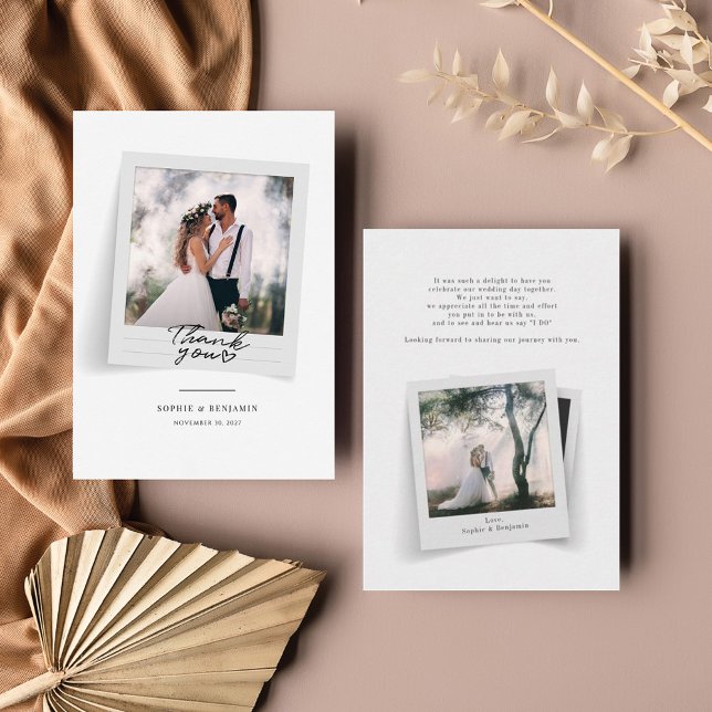 Carte De Correspondance Photo Merci Mariage Lettré à la main (Créateur téléchargé)