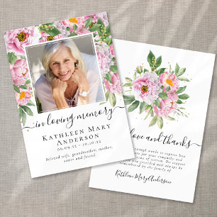 Carte De Correspondance Photo Sympathy Floral Funeral Merci