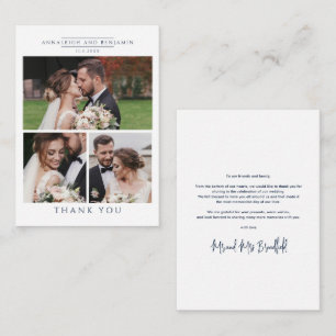 Carte De Correspondance Photos du jour de mariage à la main Merci