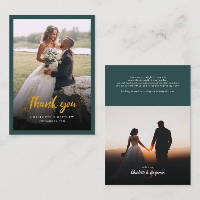 Carte De Correspondance Photos Mariages à la main Merci (Devant / Derrière)