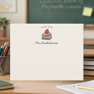 Carte De Correspondance Pile de livres et professeur d'école personnalisé
