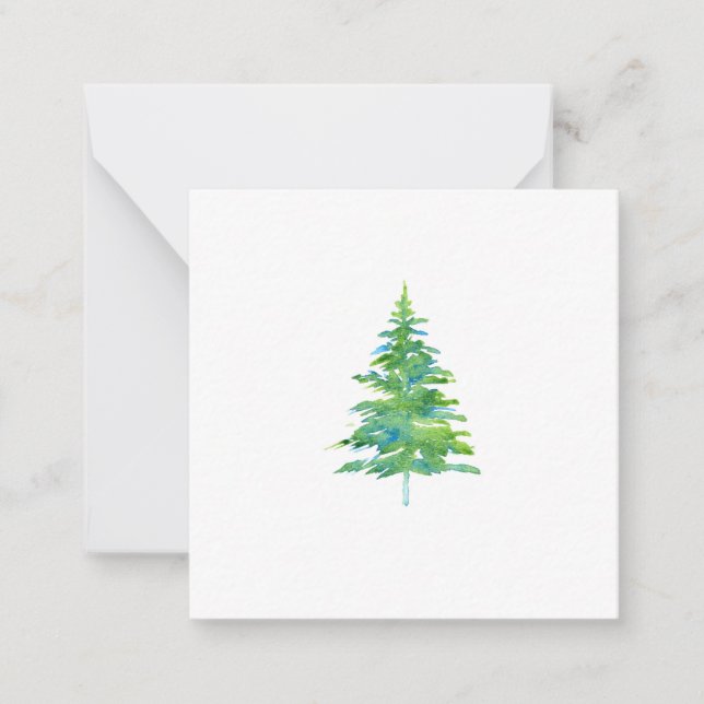 Carte De Correspondance Pin sylvestre aquarelle bleu vert (Devant)