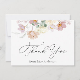 Carte De Correspondance Pink Blooms Douche Merci Note Card