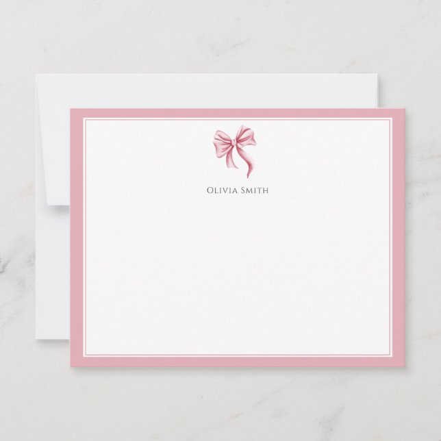 Carte De Correspondance Pink Bow Coquette Personalized (Devant)