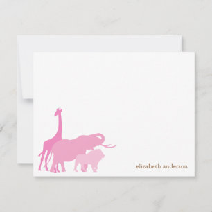 Carte De Correspondance Pink Jungle Animaux Personnalisé Merci Notes
