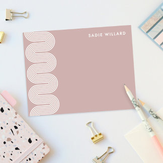 Carte De Correspondance Pink Lombard Wavy Lines Modern Stationery Card