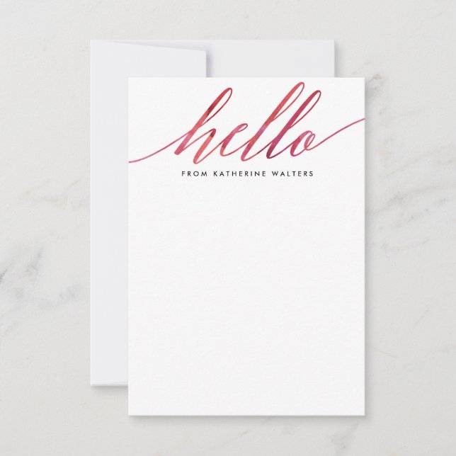 Carte De Correspondance Pink Moderne Aquarelle Calligraphie (Devant)