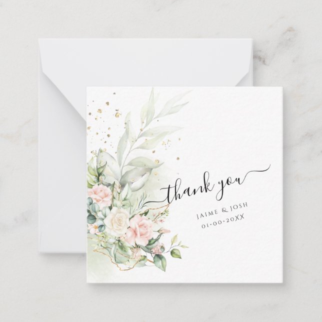 Carte De Correspondance PixDezines Aquarelle Blush Rose Eucalyptus (Devant)