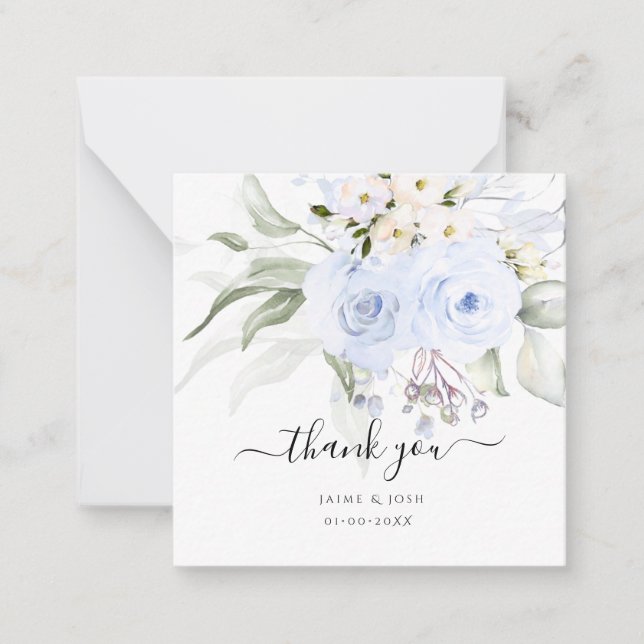 Carte De Correspondance PixDezines Aquarelle Dusty Blue Roses (Devant)