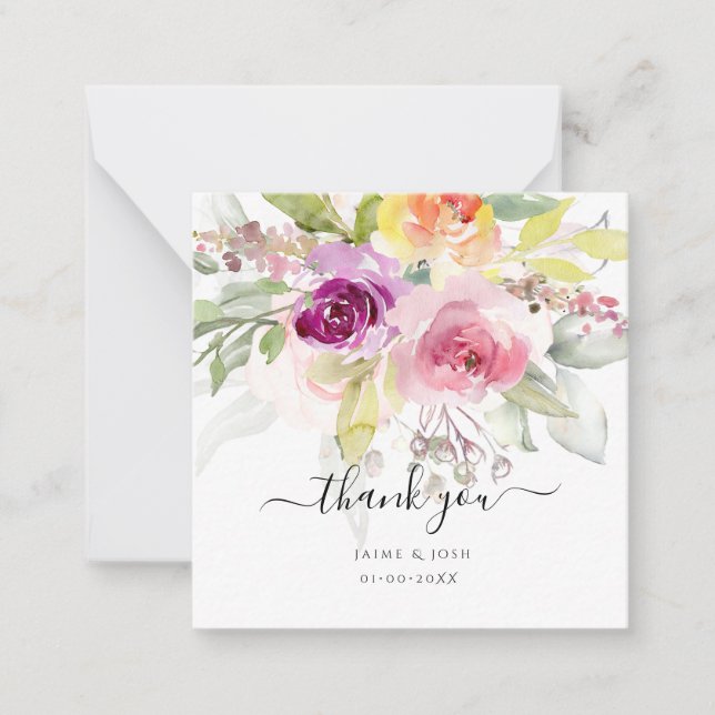Carte De Correspondance PixDezines Aquarelle Plum Roses d'été (Devant)