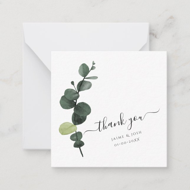 Carte De Correspondance PixDezines aquarelle vert luxuriant Eucalyptus (Devant)