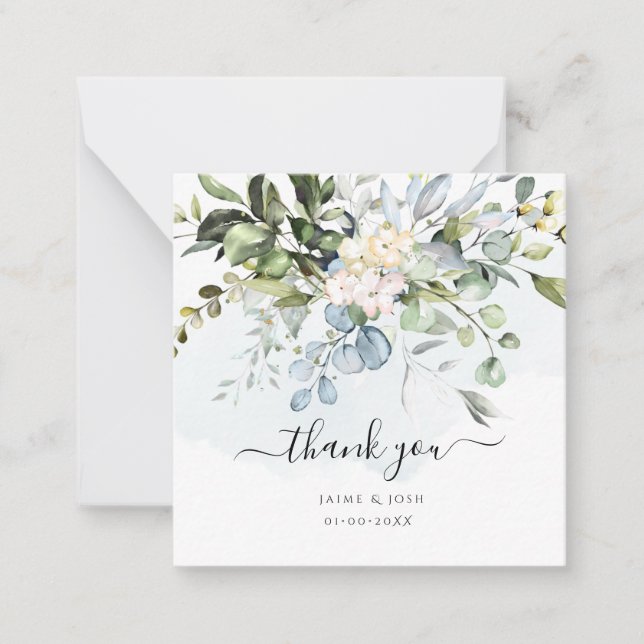 Carte De Correspondance PixDezines Elégant Aquarelle Bleu Gomme Eucalyptus (Devant)