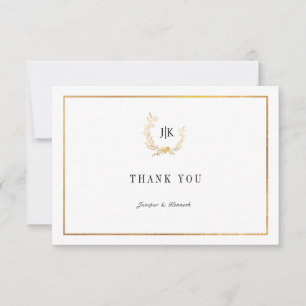 Carte De Correspondance PixDezines Faux Gold Wreath Thank You Note Card