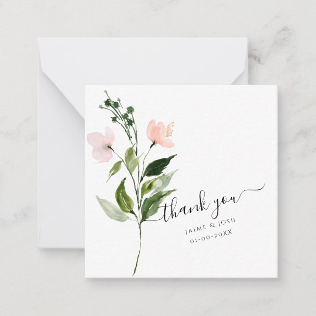 Carte De Correspondance PixDezines Fleurs d'aquarelle rose pâle (Devant)