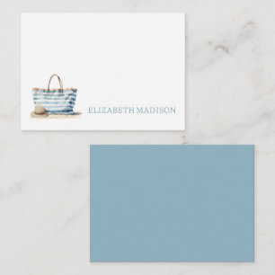 Carte De Correspondance Plage Bleu et Bleu Blancs Fourre-tout