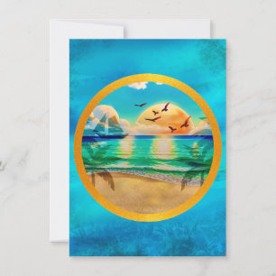 Carte De Correspondance Plage tropicale moderne Palm Trees Sunset Vacances