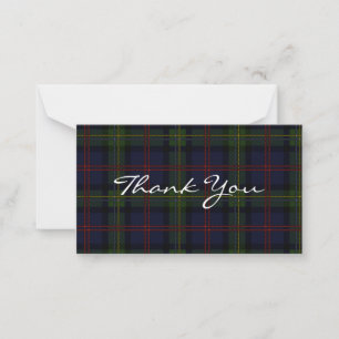 Carte De Correspondance Plaid Tartan Malcolm Script Merci