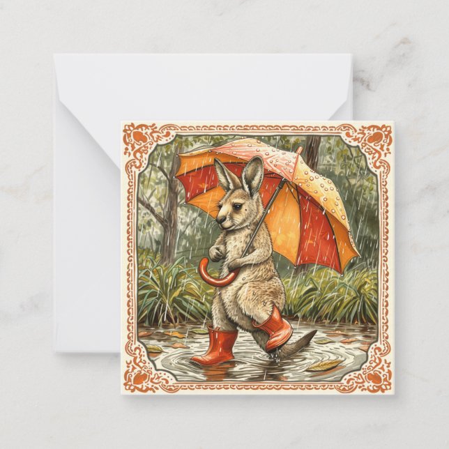 Carte De Correspondance Plumes de pluie & Voeux chauds : Kangaroo (Devant)