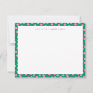 Carte De Correspondance Points rose et vert mignons Motif personnalisé