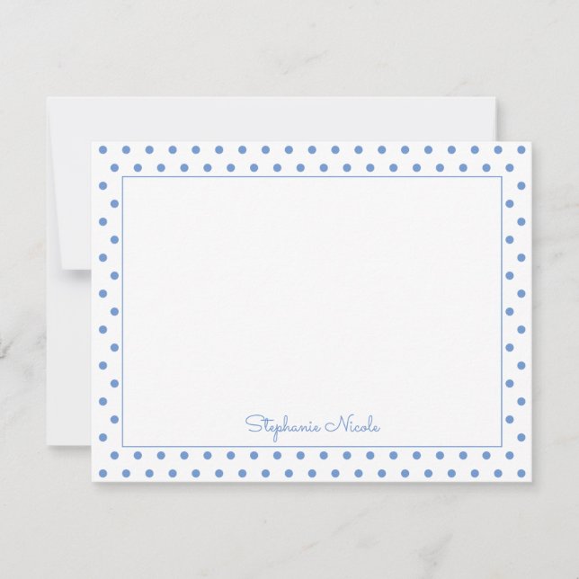 Carte De Correspondance Polka simple point bleu clair Personnalisé (Devant)
