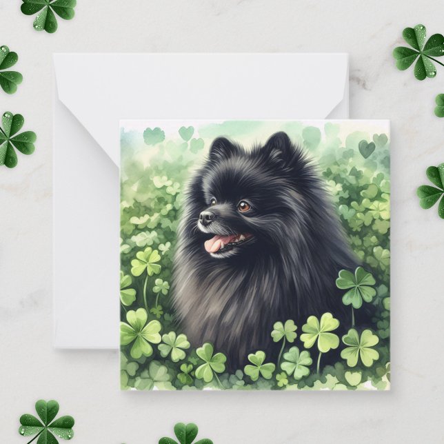 Carte De Correspondance Pomeranian noir Saint-Patrick (Créateur téléchargé)