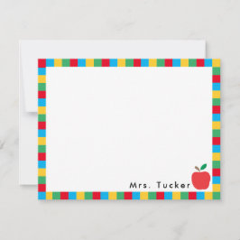 Carte De Correspondance Pommes et blocs colorés Joli enseignant papeterie