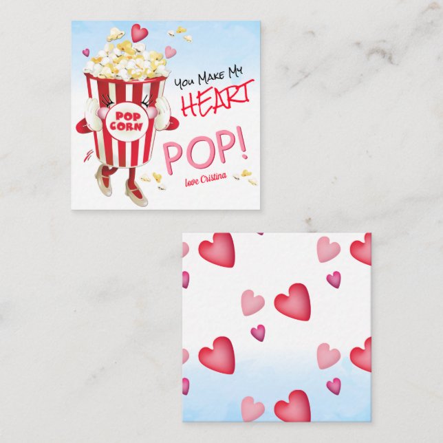 Carte De Correspondance Popcorn Love Funny (Devant / Derrière)