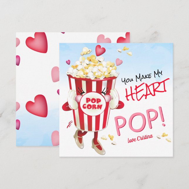 Carte De Correspondance Popcorn Love Funny (Devant / Derrière)