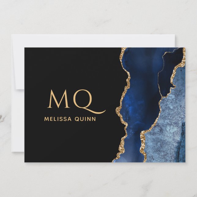 Carte De Correspondance Porte à huile d'or noir bleu marine (Devant)