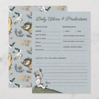 Carte De Correspondance Prédictions pour Baby Shower « Where the Wild Thin