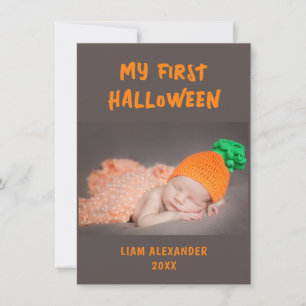 Carte De Correspondance Première photo de bébé Halloween Gris