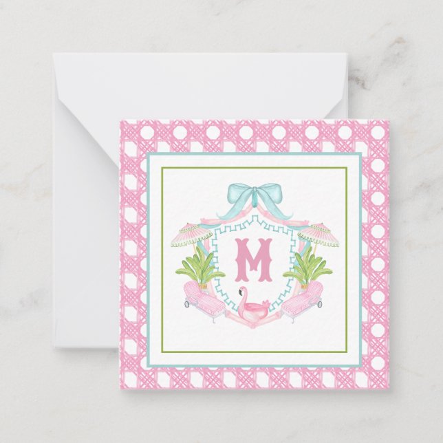 Carte De Correspondance Preppy Palm Beach Monogram Crest (Devant)