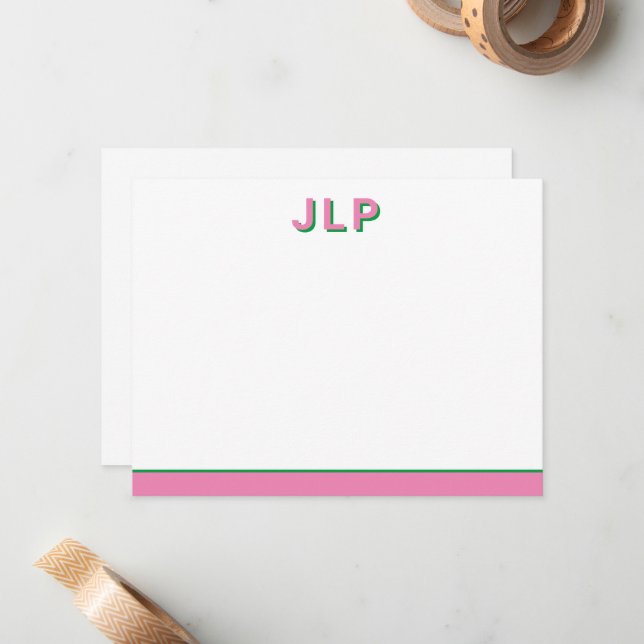 Carte De Correspondance Preppy Personnalisé Initial (Devant/Arrière en situation)