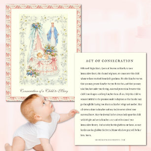 Carte De Correspondance Prière de consécration pour bébé à Vierge Marie