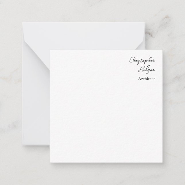 Carte De Correspondance Professionnel Noir Blanc Plain Architecte Épais (Devant)