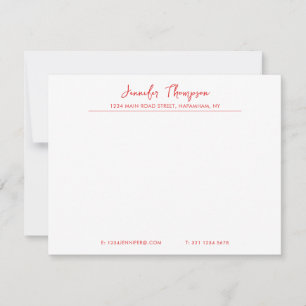 Carte De Correspondance Professionnel - Red et White Script