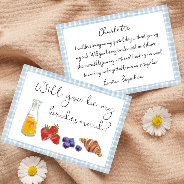 Carte De Correspondance Proposition En vichy Brunch Bridesmaid personnalis (Créateur téléchargé)