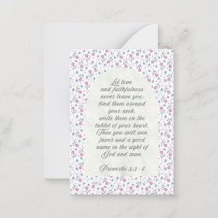Carte De Correspondance Proverbes 3:3–4 Floral Écriture