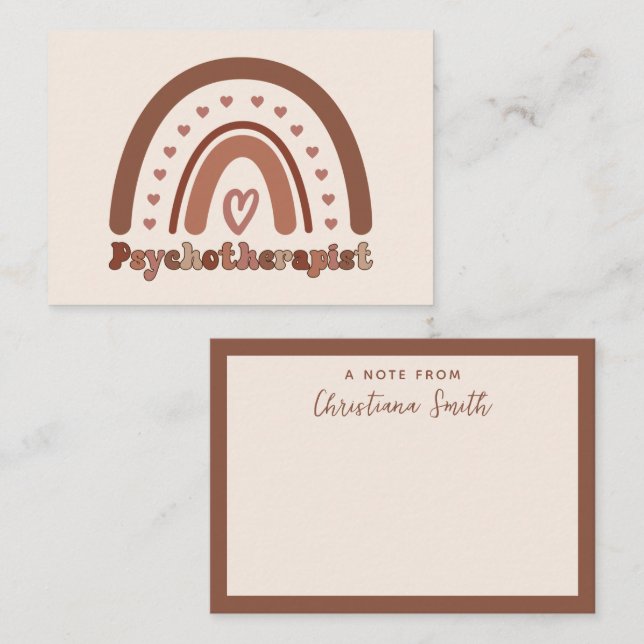Carte De Correspondance Psychothérapeute Boho Rainbow (Devant / Derrière)