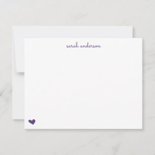 Carte De Correspondance Purple Doodle Heart Stationery personnalisée