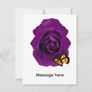Carte De Correspondance Purple Rose & Butterfly