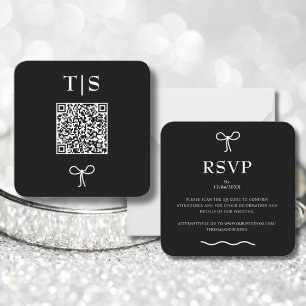 Carte De Correspondance QR Code Monochrome noir blanc Mariage site Web