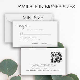 Carte De Correspondance QR code simple mariage noir et blanc RSVP