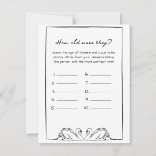 Carte De Correspondance Quel âge avaient-ils ? Jeu de Baby Shower Cygnes S