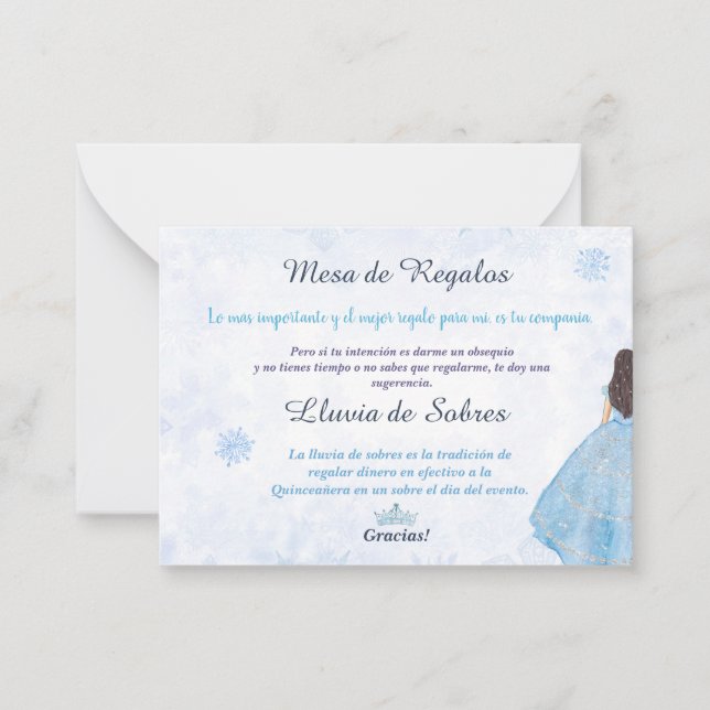 Carte De Correspondance Quinceañera Lluvia de Sobres Winter Wonderland (Devant)